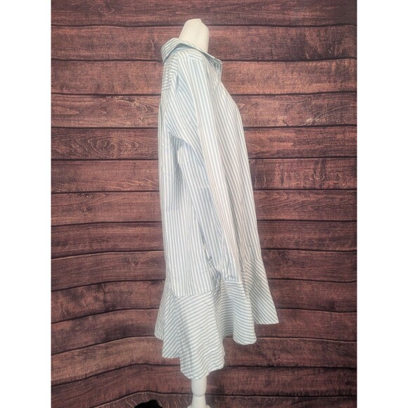 Society Social X Crown & Ivy Green Stripe Midi Dress Cottage Beach Sz XL pockets - Picture 3 of 10